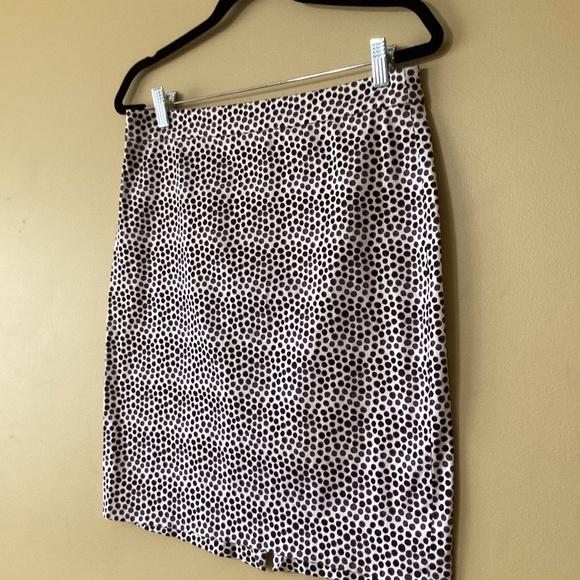 J. Crew Factory Pencil Skirt White Black Gray Polka Dot Back Zip Skirt Sz 6 - Picture 1 of 7